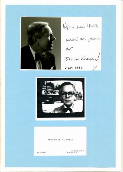 Autogram Dalimil Klapka