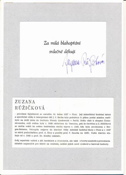 Autogram Zuzana Růžičková