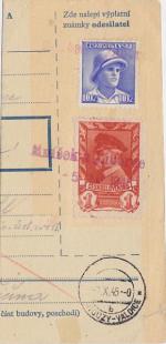 1945 provizorní razítko Mníšek u Liberce