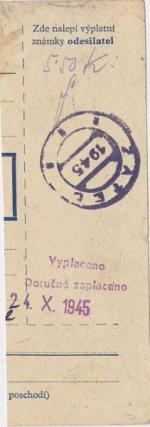 1945 provizorní razítko Žatec