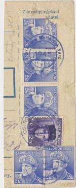 1945 provizorní razítko Ostrov u Karlových Varů