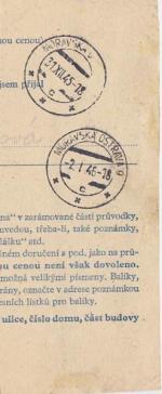 1945 provizorní razítko Mnichov u Vrbna