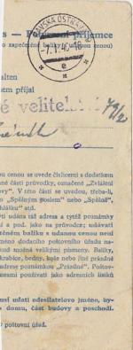1946 provizorní razítko Kunvald na Moravě