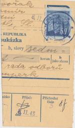 1945 provizorní razítko Cukmantl ve Slezsku