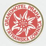 Nálepka grandhotel Praha, Tatranská Lomnica 